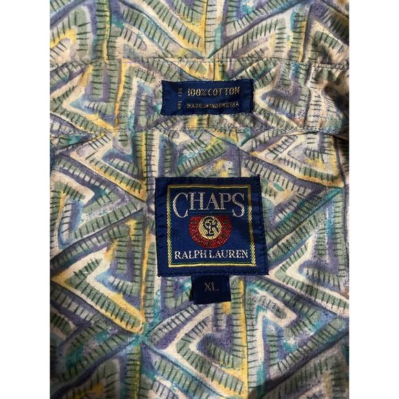 Vintage Chaps Geometric Print Shirt Retro Classic Sz XL - Picture 4 of 4